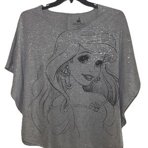 Disney Parks Ariel Gray Shimmer Poncho Top Shirt Blouse Oversized Size M
